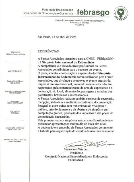 Carta FEBRASGO de 1996